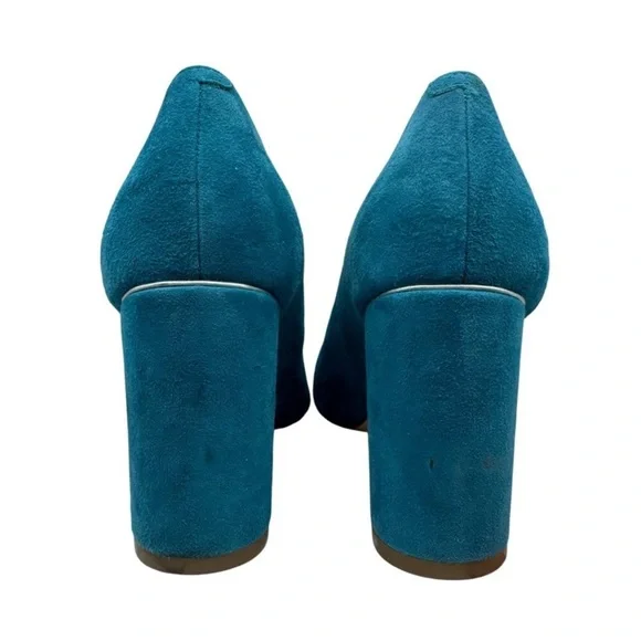 Marc Fisher Viviene Turquoise Suede Leather Pointed Toe Block Heels Women 6.5M - Picture 5 of 10